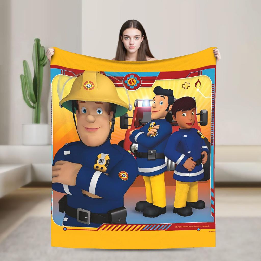 Firemans Sams Flannel Blanket Winter Super Warm Throw Blanket for Girls Boys Outdoor Pattern Bedspread Sofa Bed Cover