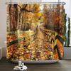 Осенний лес Натуральная сцена Занавеска для душа для ванной Осенний клен Растения Сельский пейзаж Тыква Водонепроницаемая занавеска для душа