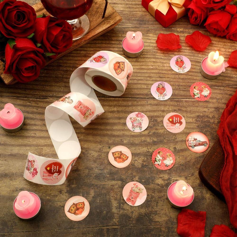 500 шт. Наклейки на День святого Валентина Самоклеящаяся этикетка Декор 1 дюйм Рулон наклеек Пломбы для конвертов