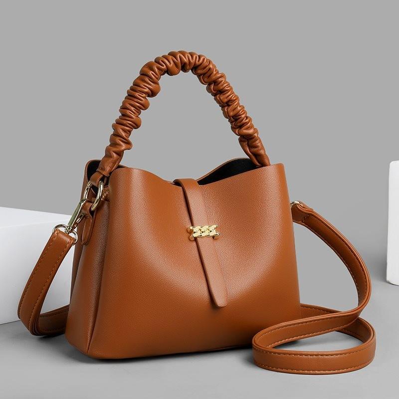 Chic Bucket Bag For Women 2023 Trendy Soft Pu Leather Shoulder Crossbody Style