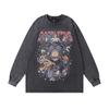 Japanese Retro Cartoon Printing Long-Sleeved Bottoming T-Shirt For Men And Women Hip-Hop Heavy Industry Washing And Doing Old Vintage Long Tee