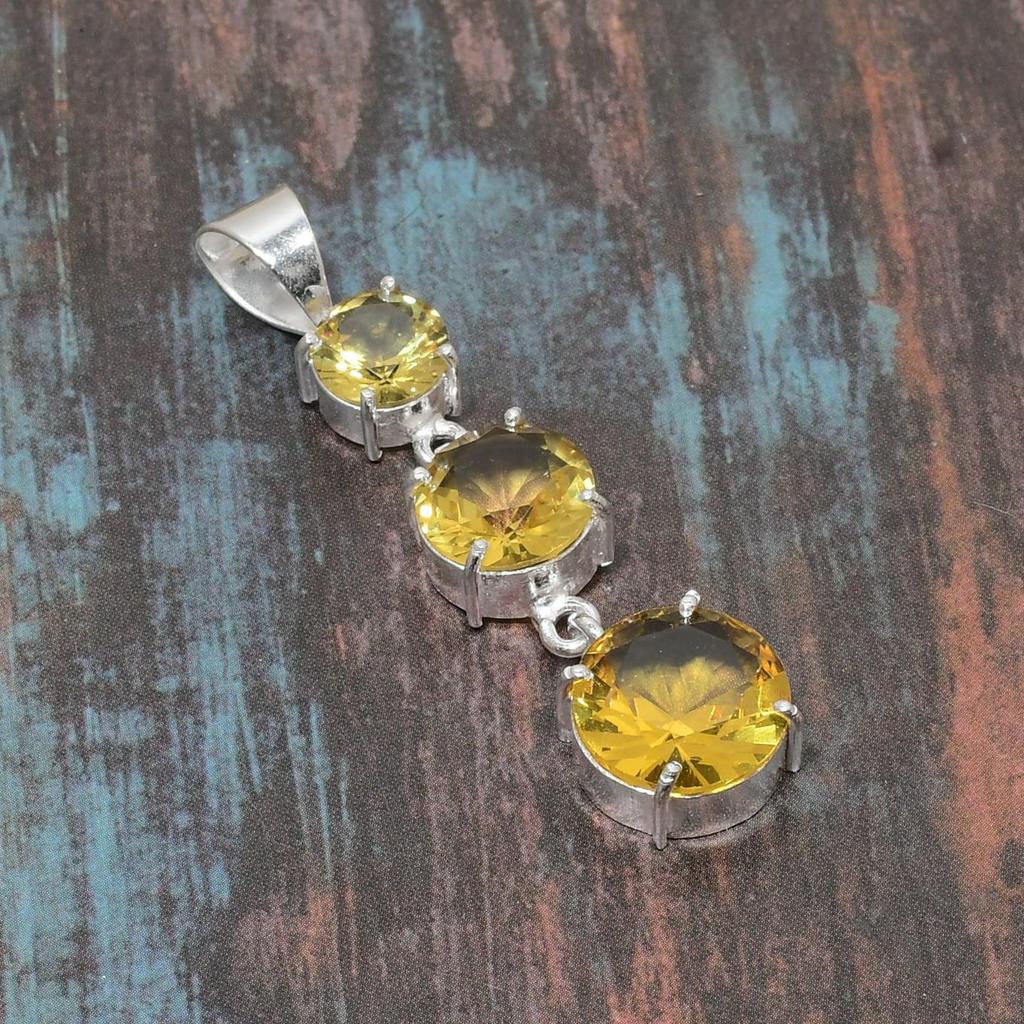 Кулон из стерлингового серебра 925 пробы с драгоценными камнями цитрина ручной работы для женщин