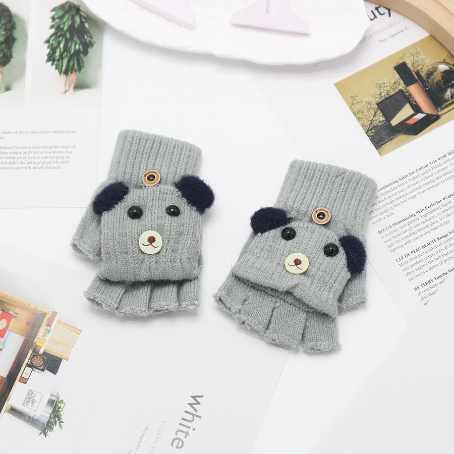 Kids' Winter Fingerless Flip-Top Writing Gloves – Warm Half-Finger Gloves for Boys & Girls