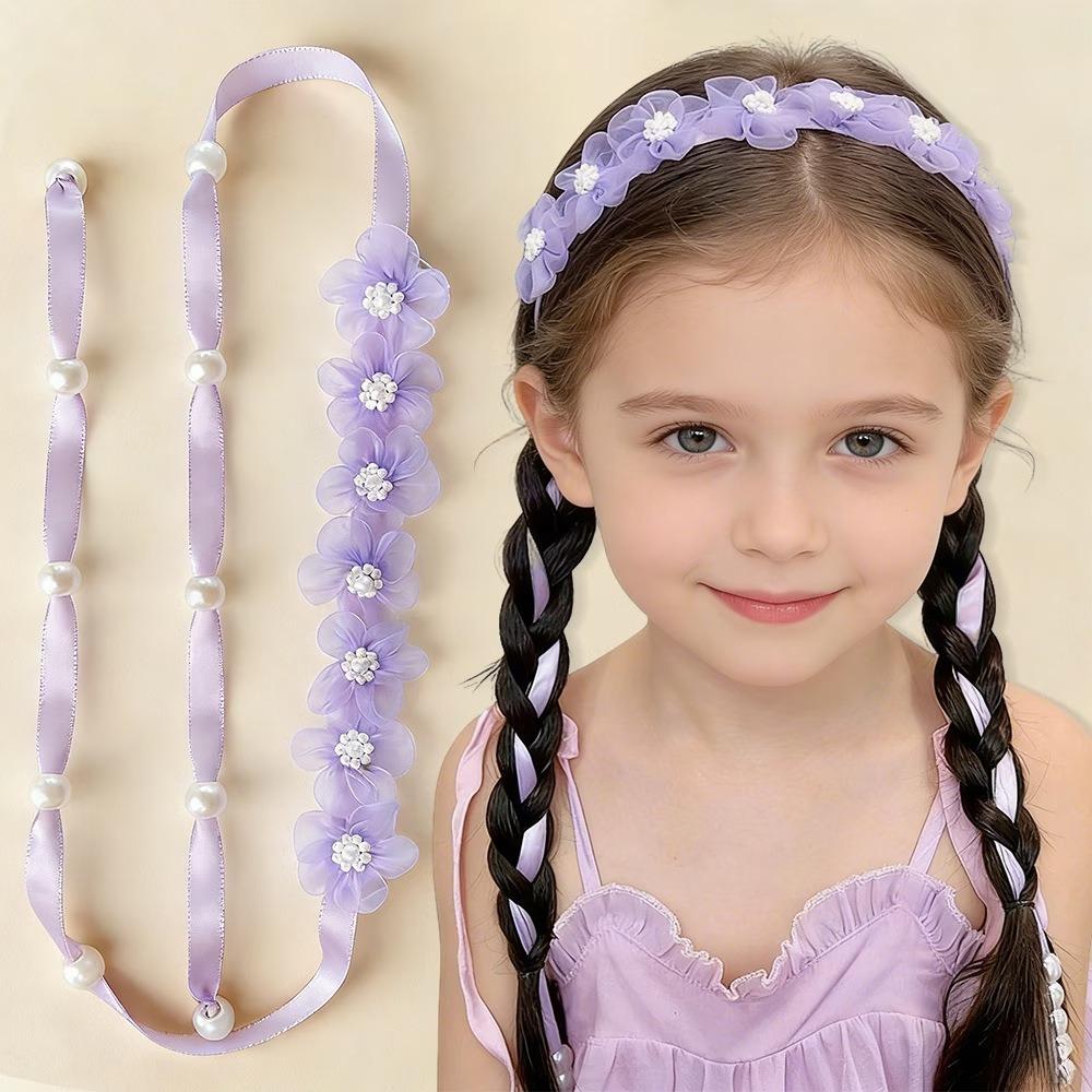 Boho Style Braided Hair Ribbon Organza Lace Hair Accessories Cute Girls Hair Headband  Dress Up