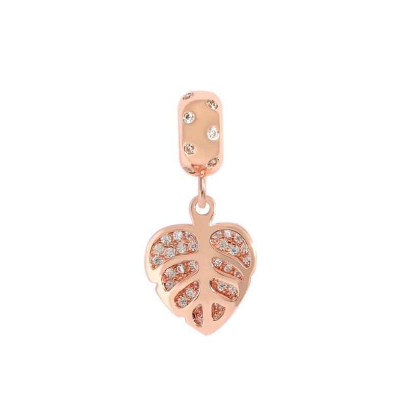 Design Diamond-Encrusted Leaf Pendant Necklace, A Simple And High-End Double-Layer Leaf Necklace