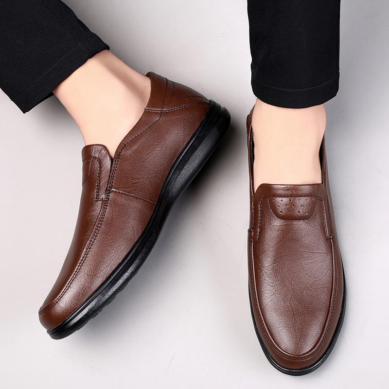 2024 Мужская повседневная обувь из натуральной кожи, роскошные брендовые повседневные мужские туфли без шнуровки, черные туфли для вождения