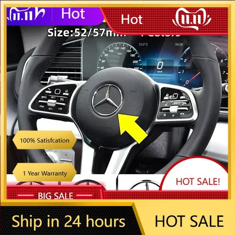 C200 E200 New 2025 For Mercedes Benz 1pcs 52mm 57mm Car Steering Wheel Badge Emblem Sticker Auto-Styling For Mercedes Benz A B C