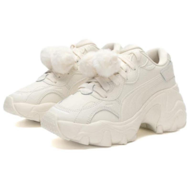 PUMA Pulsar Wedge Wns Furry Women Stylish Versatile Wear-resistant Low Platform Dad Sneakers White 400977-01