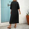 Amazon 2025 summer new European and American cross-border casual personality ethnic style loose five-quarter sleeve embroidered dress
