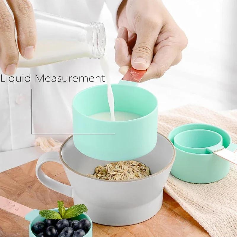 Measuring Spoons Set with Scale 8pcs Sugar Scoop Baking Flour Measuring Cups Stainless Steel Handle Kitchen Measuring Tools