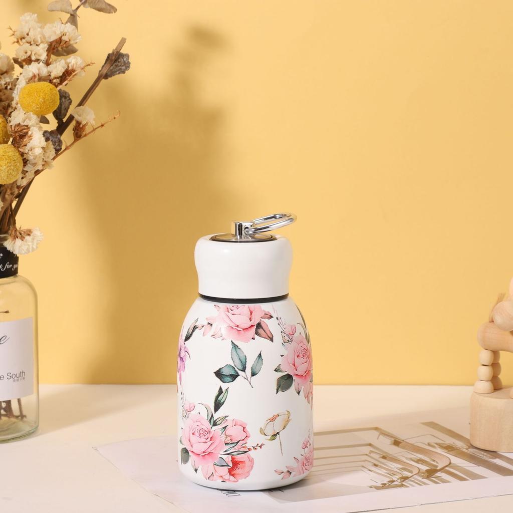 Термос из нержавеющей стали 304, мини, маленький, толстый, чашка для чая, высокая ценность, роза, ручка для улицы, чашка для воды