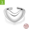 Glossy Big Love Open Ring For Men And Women, Personalized Wind S925 Sterling Silver Heart Ring Ring