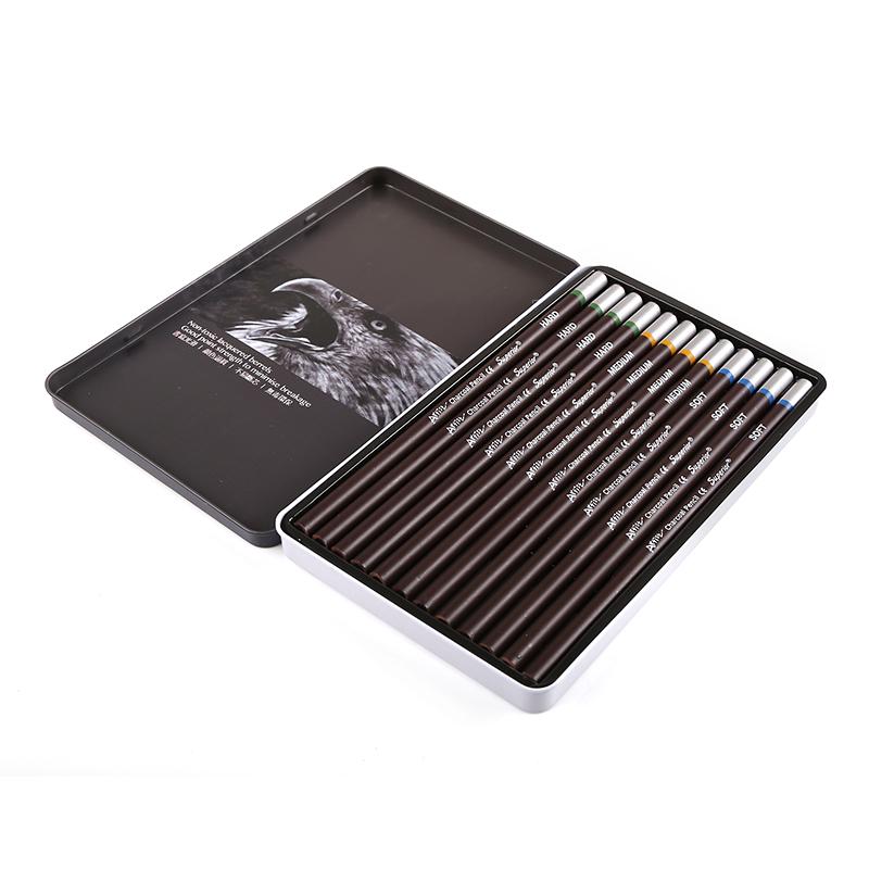 Улучшенный набор из 12 профессиональный карандашей ( жесткий, средний,мягкий) для рисования