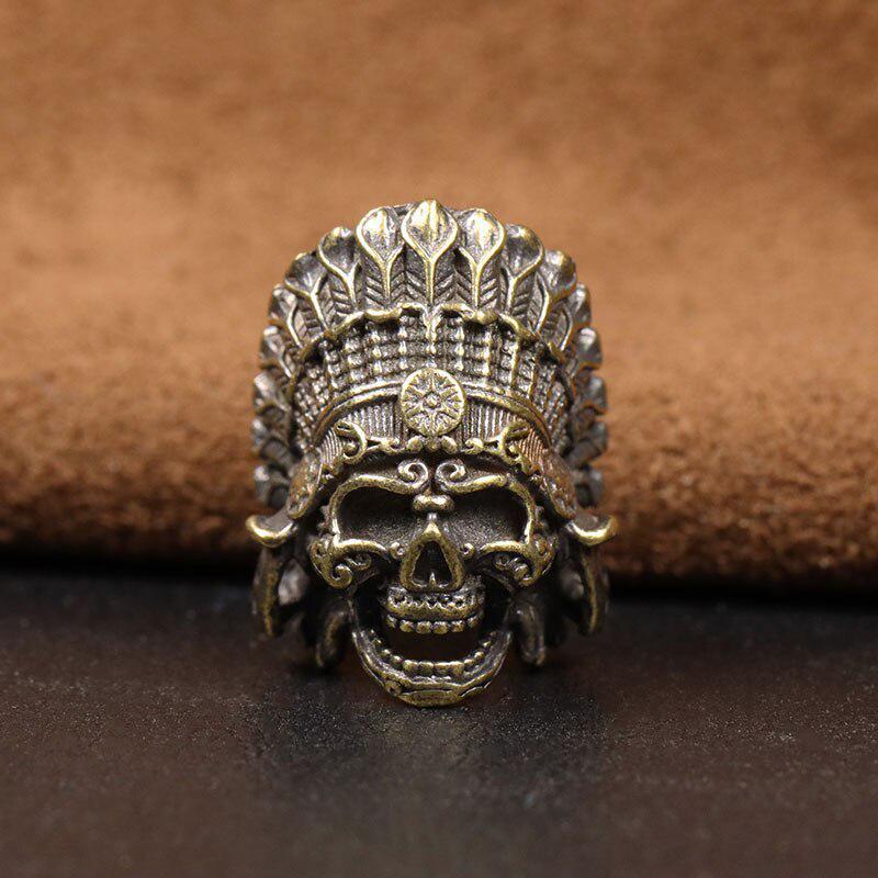Вождь африканского племени фараон череп голова латунный нож бусины EDC открытый DIY плетеные браслеты из паракорда ремешок подвески аксессуары
