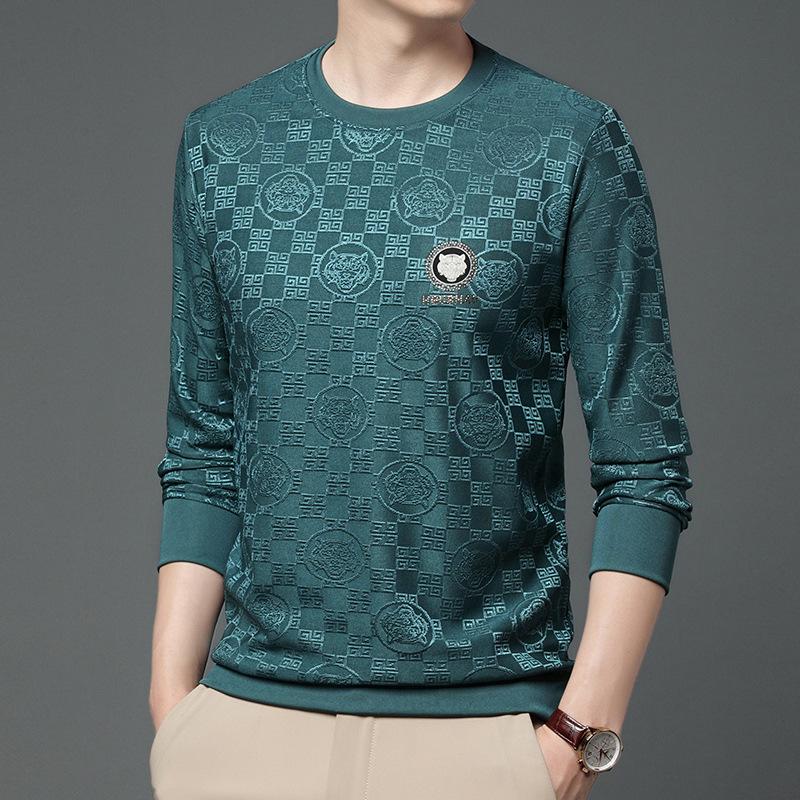 Spring and Autumn Men's Long-sleeved Round Neck Sweatshirt, Fashionable and Casual Hot Diamond Inner Layer, Men's Base Layer