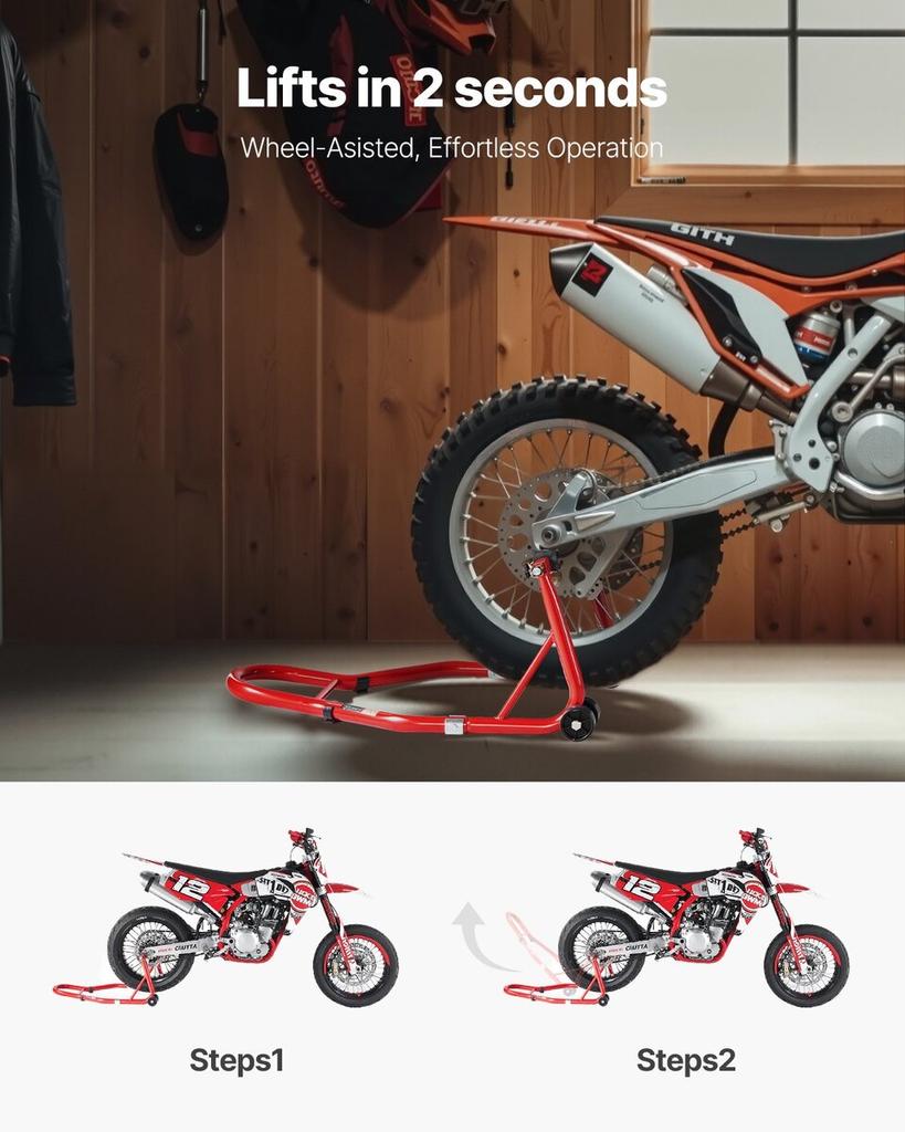 Motorcycle Stand Lift 850 lbs Rear Spoolift Paddock Swingarm Arm Red