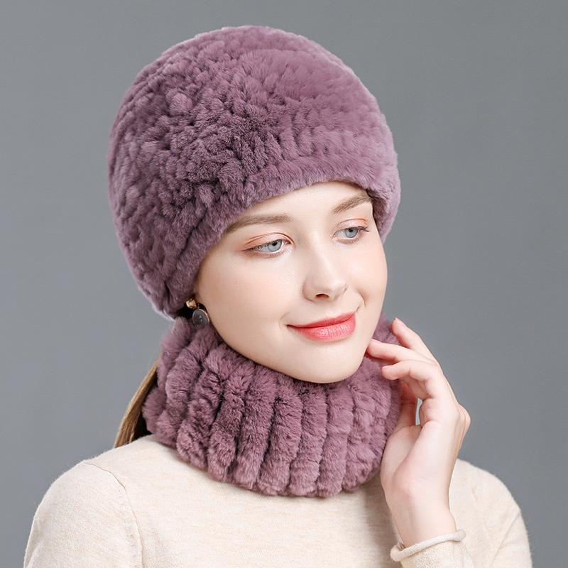 Hat Woman Winter Otter Rabbit Hair Elastic Ear Guard Hat Fur Hat Autumn Winter Outdoor Warm Bib Neck Bag Head Hat Tide