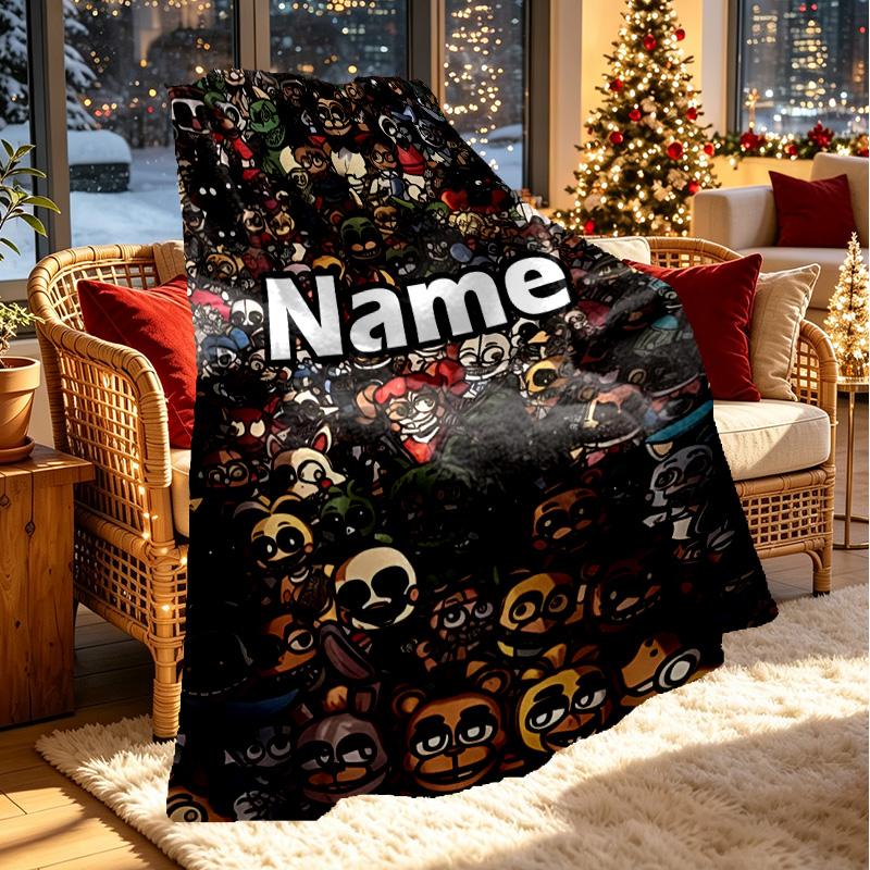 Custom Name Personalized Five Nights at Freddy's Print Blanket, Home Decor, Bedroom, Sofa, Camping, Couch, Gifts for Birthday ChristmasEnthusiasts