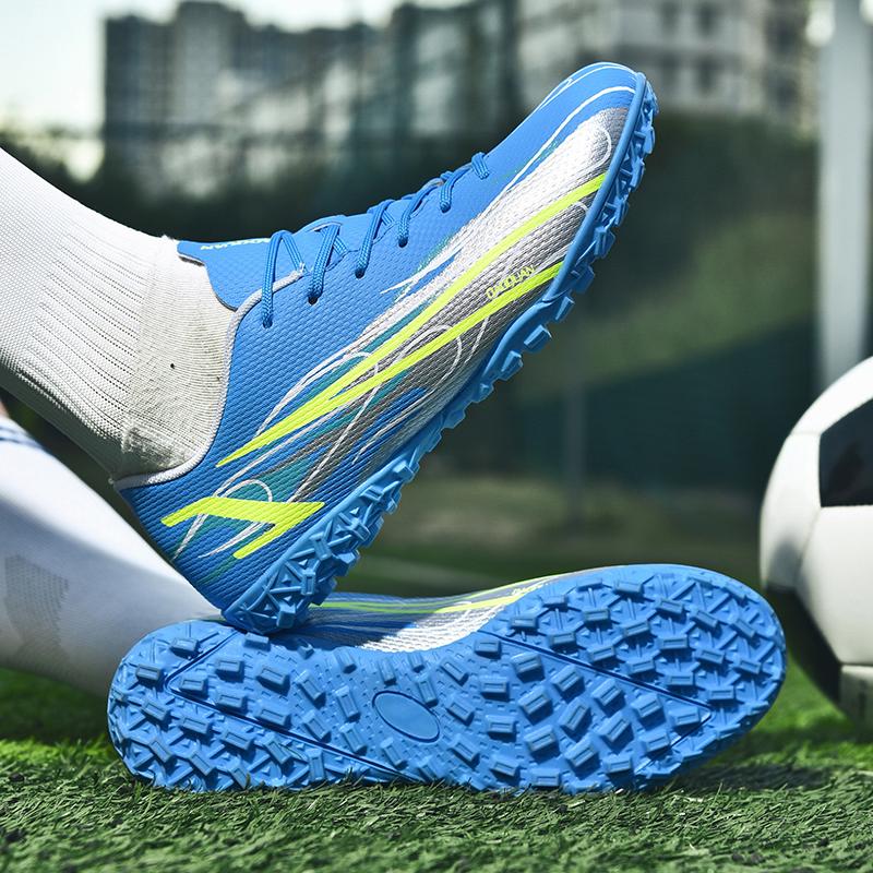 Резиновые футбольные бутсы унисекс с короткими шипами TF для мальчиков и девочек, футбольные бутсы с искусственной травой для практических тренировок
