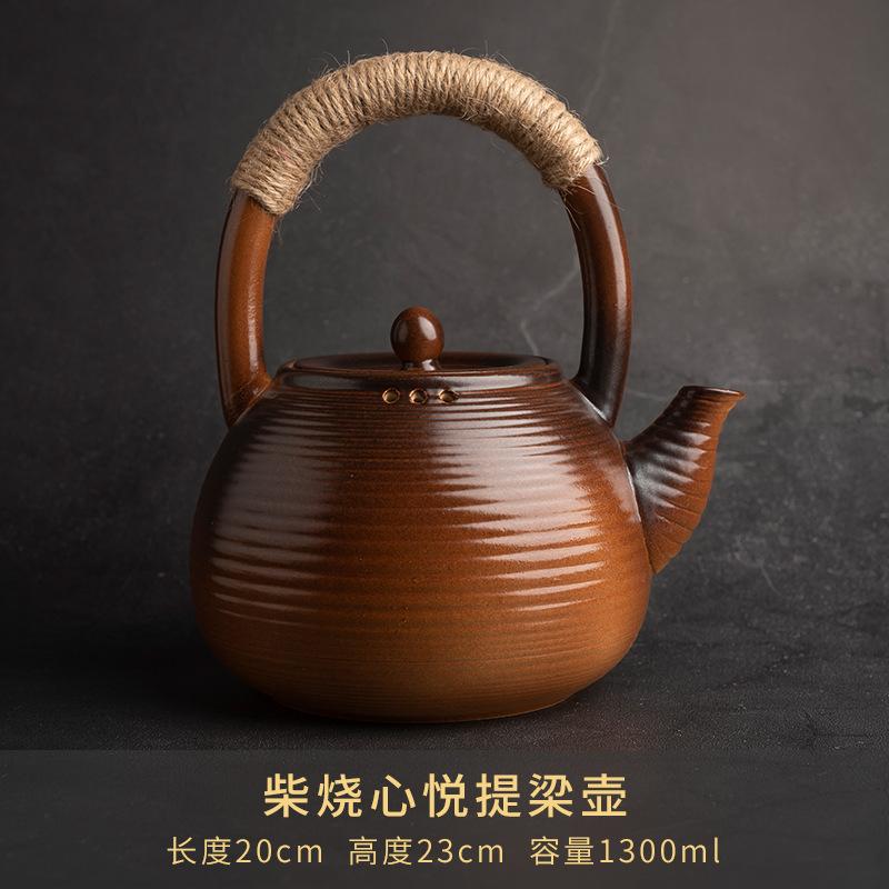 Печь-трансформер для подогрева чая в стиле ретро, устойчивая к высоким температурам керамическая заварочная печь с боковой ручкой, угольная печь, чайник, чайная утварь