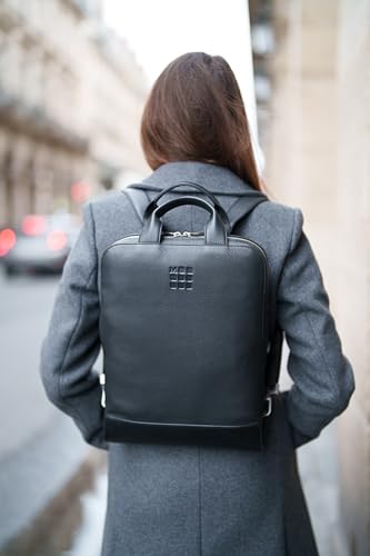 Moleskine Classic Leather Business Backpack with 15-inch Laptop Storage, Vertical Design, Men's, Black, One Size
