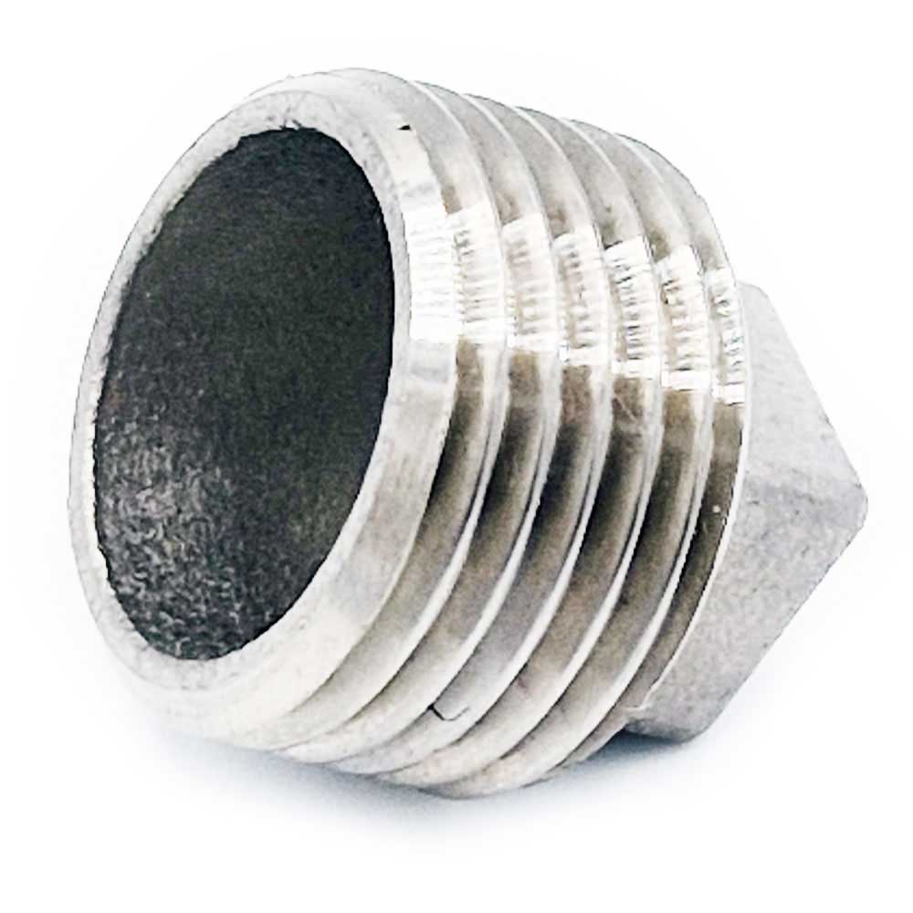 1/2” Male Rimmed Plug, Stainless Steel