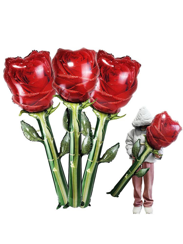 1pc Large Red Rose Foil Balloons - Wedding, Birthday & Anniversary Decor, Mother's Day Gift, Flower Shape for Party Events
