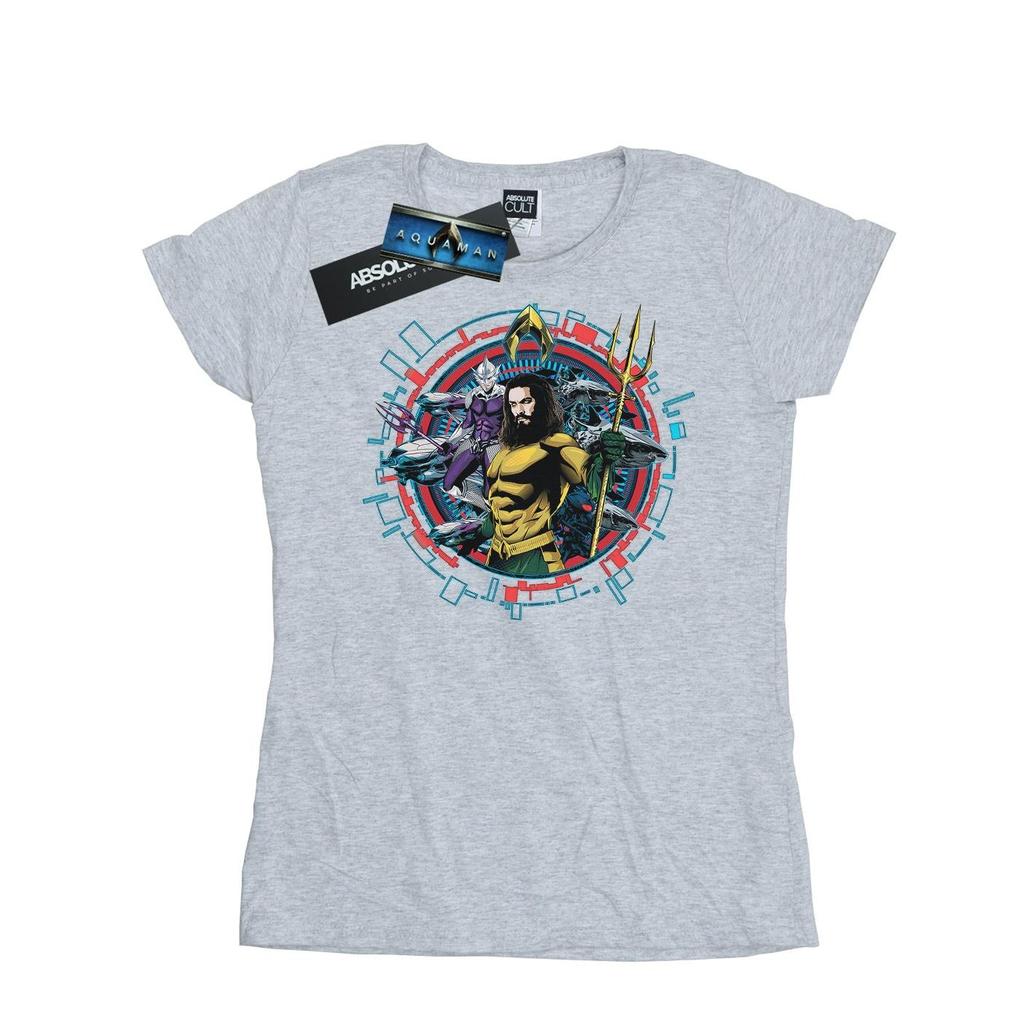 DC Comics Womens/Ladies Aquaman Circular Crest Cotton T-Shirt