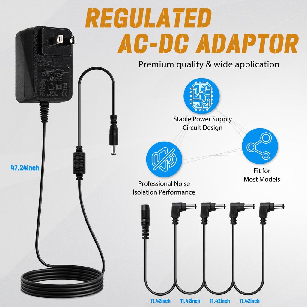 Блок питания STRICH Effector Power Supply 4 Channel DC9V 1A Адаптер питания для электрогитарной педали-эффектора