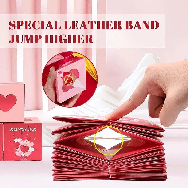 Surprise Gift Box with Confetti Cash Explosion Bounce Gift Box for Money Cards Photo Anniversary Valentine Birthday Prank Boxes