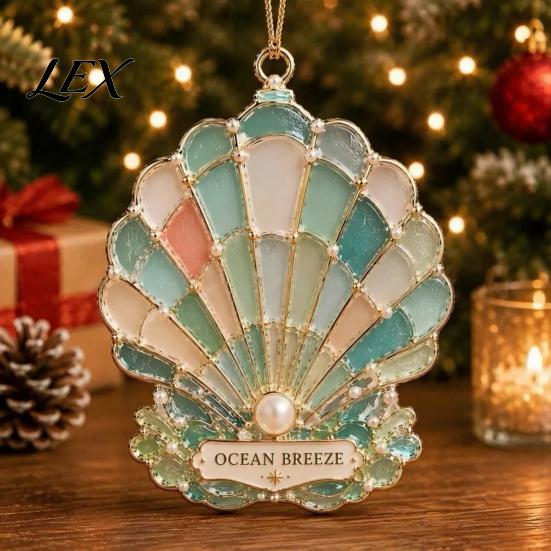 Ornament for Holiday Trees Handmade Sea Glass Coastal Christmas Ornaments, Turtle Seahorse Starfish Modern Home Decor Sailboat Beach Hanging