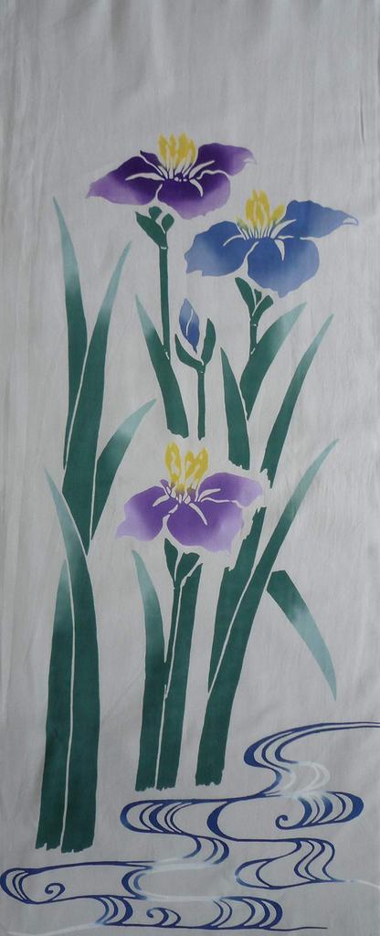 Todaya Shoten Tenugui Hand Iris Pattern 265 Niwa-zome (Japanese Towel)