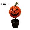 Autumn Seasonal Home Decor Artificial Pumpkin Topiary Tree, Halloween Face Faux Boxwood Plants with Stake, Indoor Party Props Fall Thanksgiving