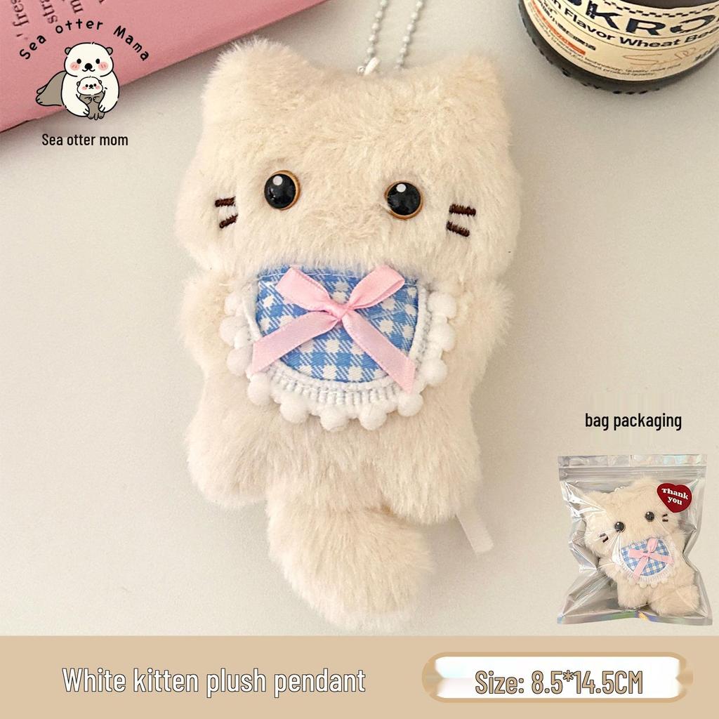 Adorable Kitten Plush Pendant with Bell & Squeaky Bib – Keychain & Backpack Charm