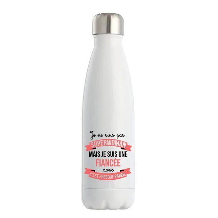 Gourde isotherme - PLANETEE - Fiancée Superwoman - Inox double paroi - Chaud 12h / Froid 24h - Étanche