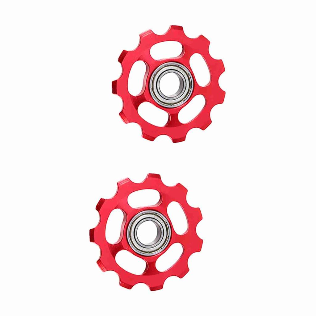 2 шт. алюминиевый 11T ролик заднего переключателя передач для велосипеда(красный)
