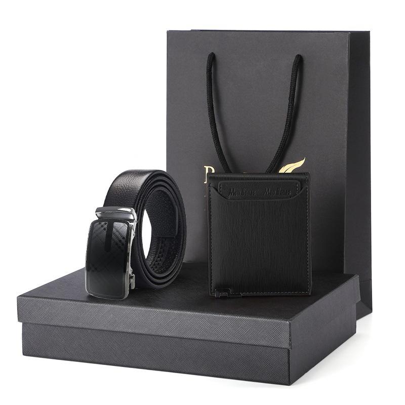 Отсутствие свиная кишка ремень кошелек подарочный набор подарочная коробка мужской кошелек из натуральной кожи короткий кошелек из коровьей кожи мужской ремень