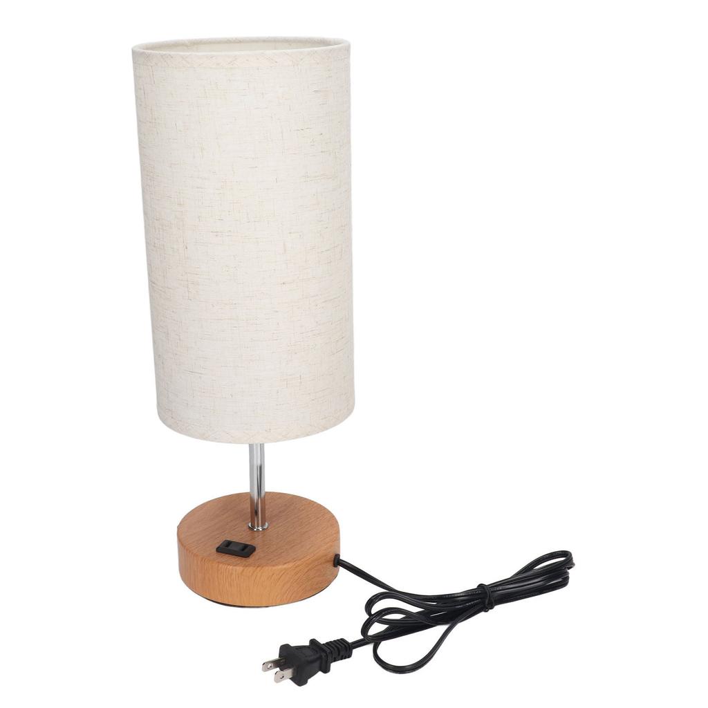 Настольная лампа с сенсорным управлением, металл и ткань, зарядка через USB, три светодиодных лампы на прикроватной тумбочке с деревом