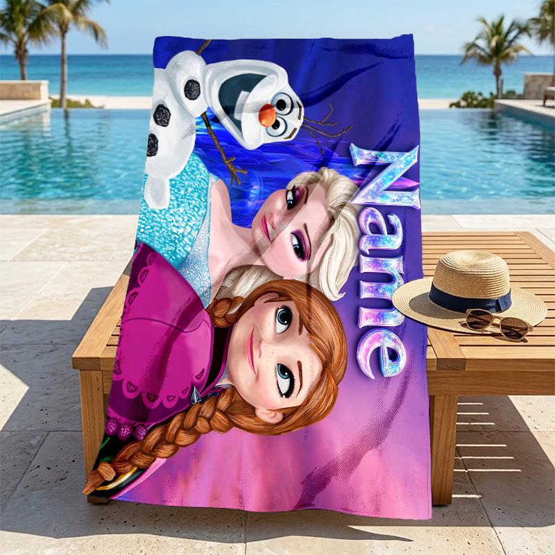 Custom Name Frozen Friends Stylish printed beach towel,a quick-drying, absorbent mat suitable for the beach, pool, gym, and travel fans gift