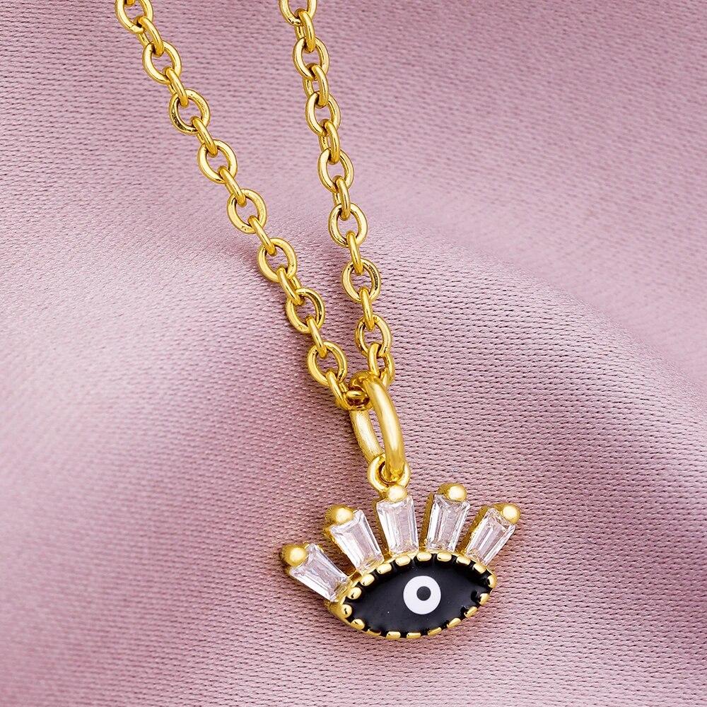 Турецкое ожерелье Lucky Evil Eye, женское 5 стилей, CZ Eyes, женский шарм, модная эмалированная цепочка из нержавеющей стали, ожерелье, ювелирное изделие, подарок