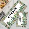1Pcs Luxury Cactus Print Kitchen Mat Soft Thickened Kitchen Floor Mat Waterproof Non-slip Oil-proof Floor Mat Runner Rug