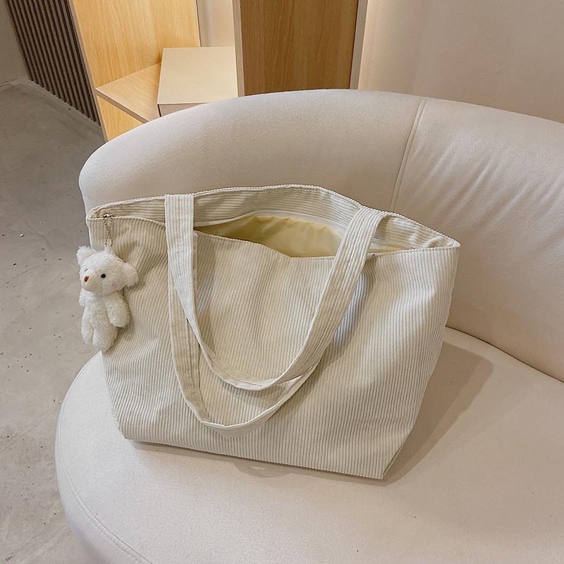 Large Canvas Tote Bag With Zipper Closure For University And Casual Use