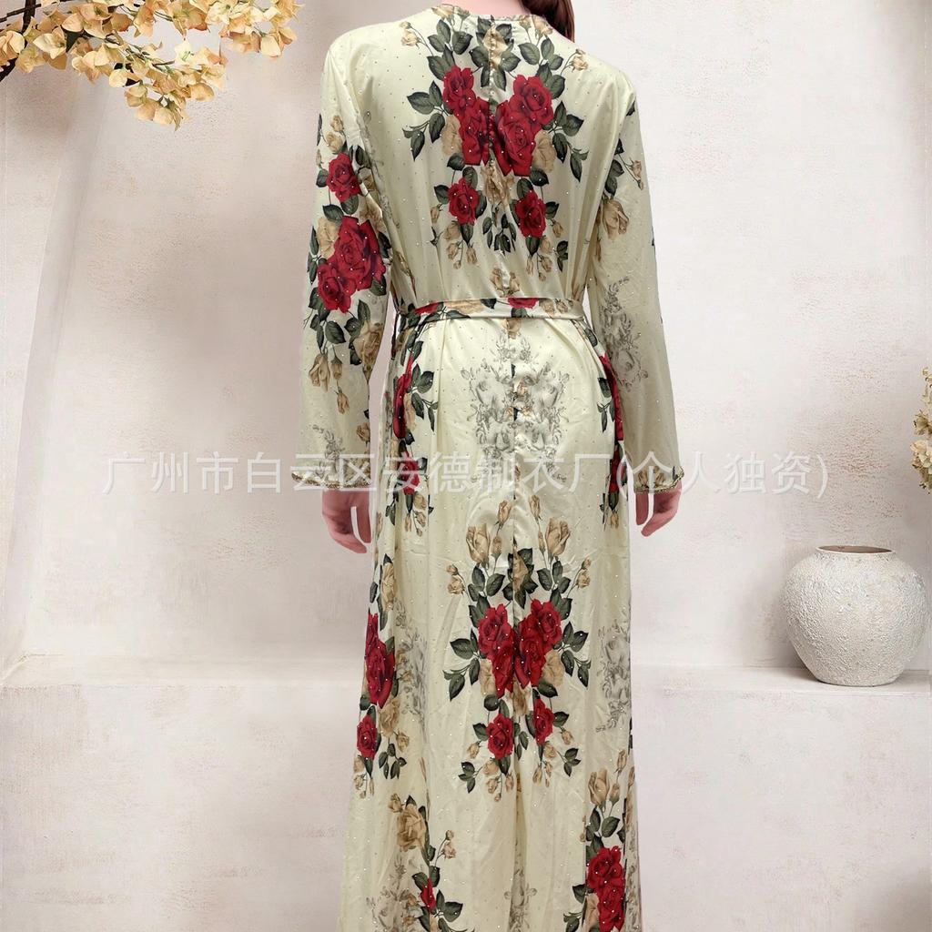 2025 Robe Printed Dress Ribbon Женская одежда