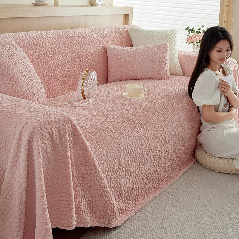 Зимнее полотенце для дивана, утолщенное флисовое покрывало для дивана, высококачественное розовое покрывало для дивана, не царапающееся