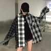 Кардиган, клетчатая рубашка, женская, с длинными рукавами, свободная куртка, рубашка