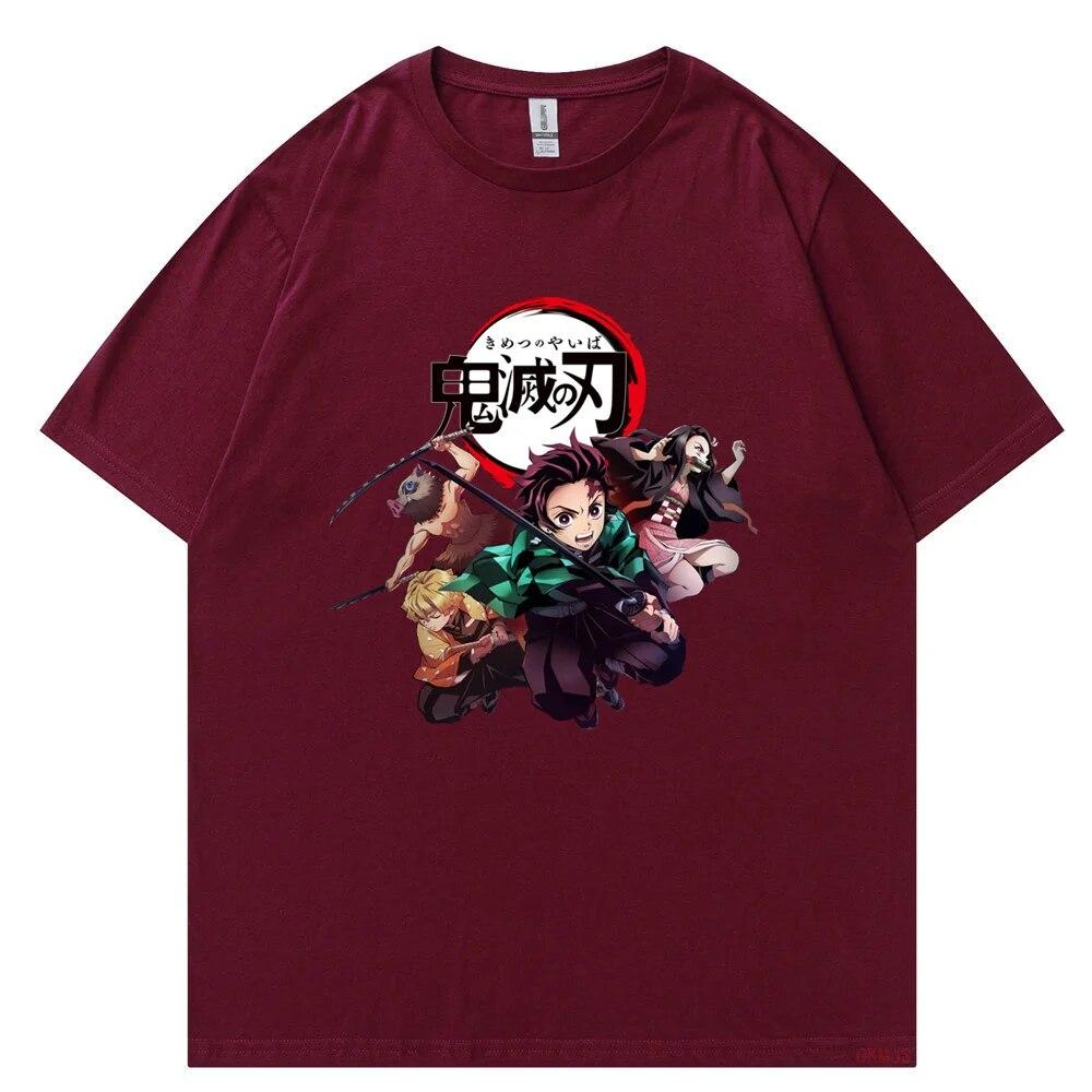 Футболка унисекс «Убийца демонов», футболки из 100% хлопка, футболка с аниме-принтом Rengoku Kyoujurou Nezuko Ninja, короткий топ Y2k, топы Harajuku