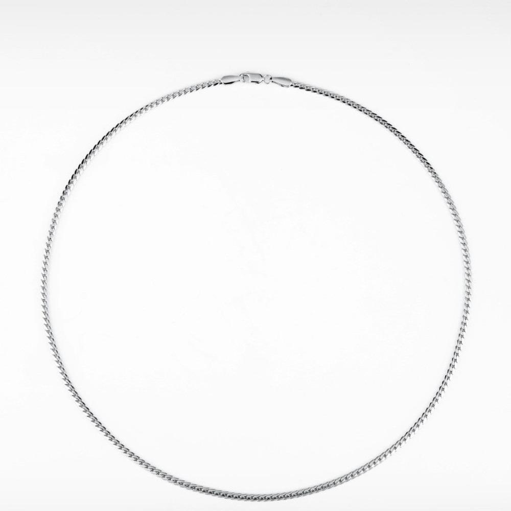 925 Silver-plated Fine Cuban Chain Men's Trend High-end Necklace, Versatile Simple Plain Chain Collarbone Chain Men's Model