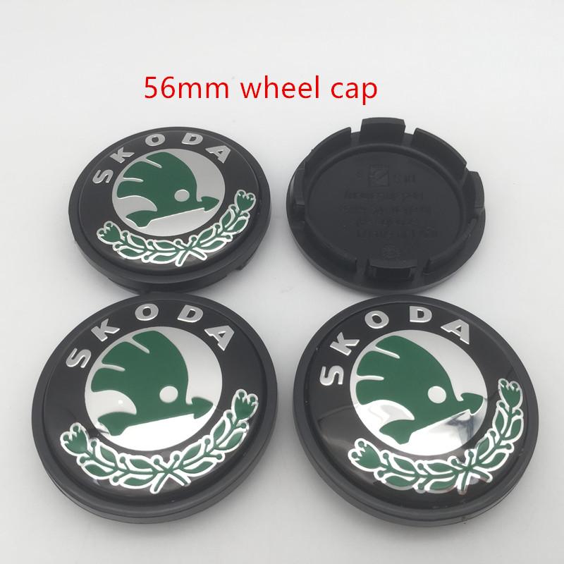 NADH5 100pcs 3D 56mm 65mm For Skoda Car emblem Wheel hub Center Cap Badge covers sticker Decals Styling accessories