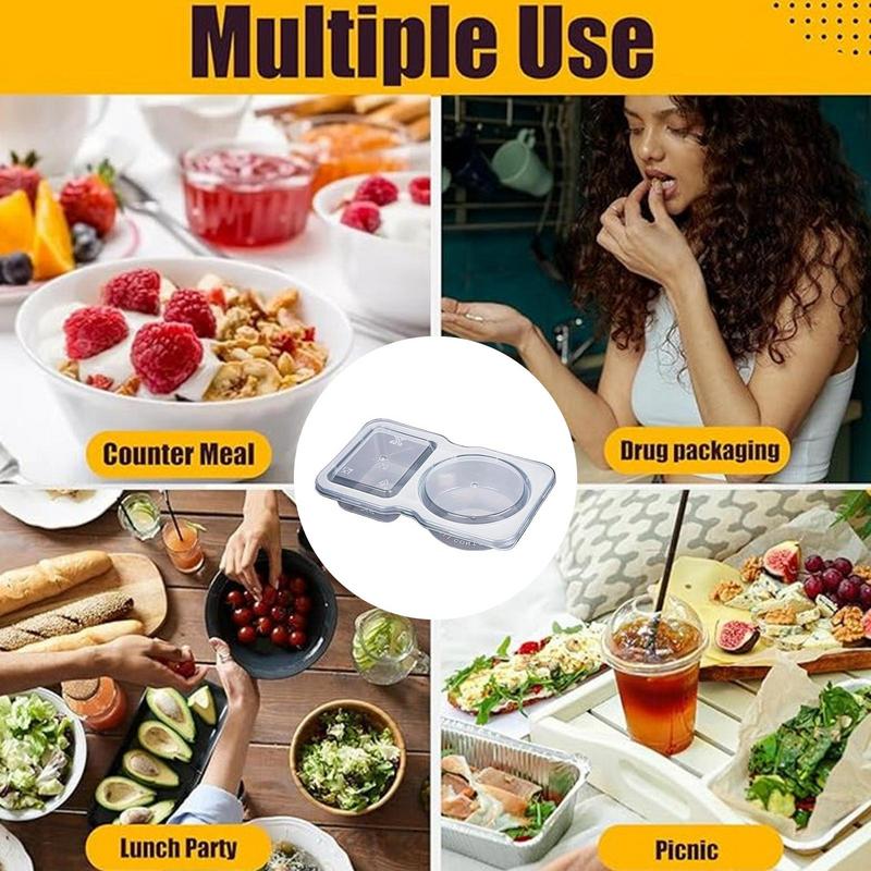 30Pcs Double Compartment Condiment Container with Lid food-grade PP Snack Containers for to-go Sauce Sampling Travel Snack