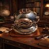 Черный шлем для дайвинга в стиле Mark V с деревянным основанием, морской декор, латунная отделка, шлем для глубоководного погружения.